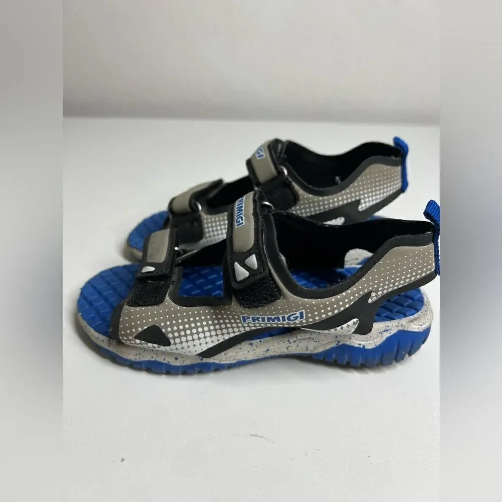 Primigi Italian Children's Sandals Size 11 Blue Grey Summer Shoes Hook Loop